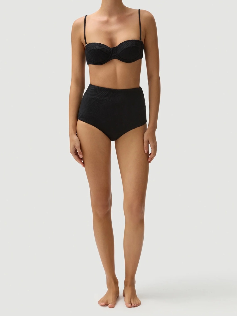Fella Marco textured black high-waisted bikini bottoms